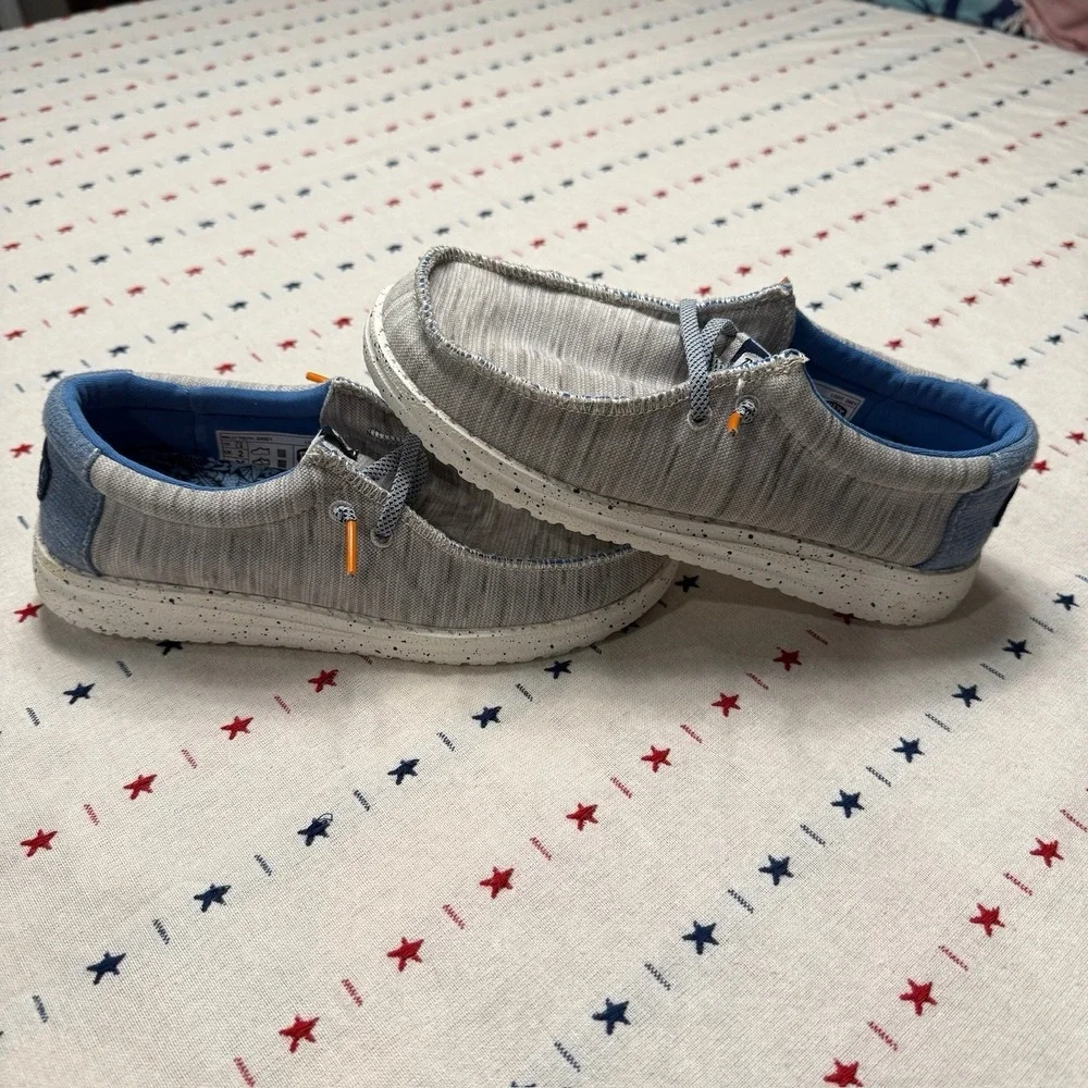 Hey Dude Wally Youth Jersey Gray/Blue Loafer - Y3 L4